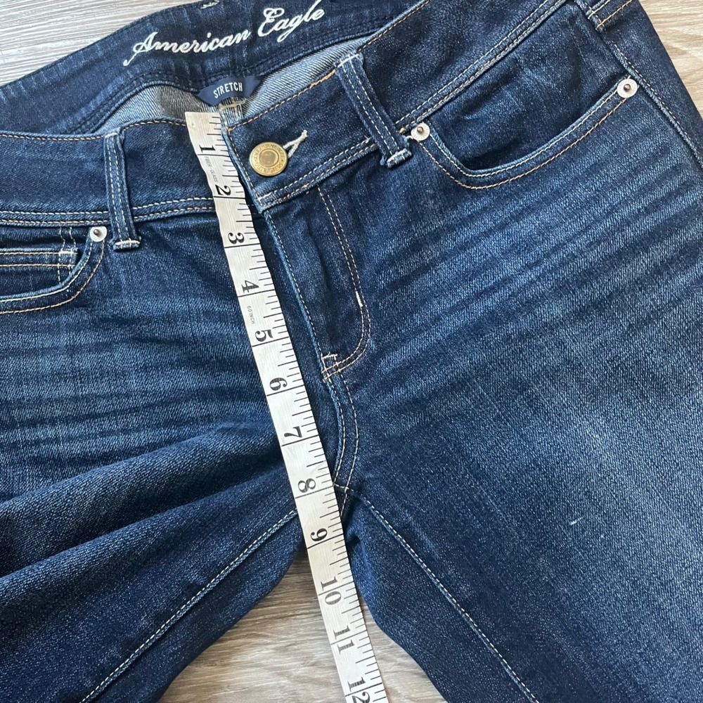 American Eagle Slim Boot Jeans Womens 8 Dark Wash Stretch Denim Mid Rise 31x31 - Picture 6 of 8